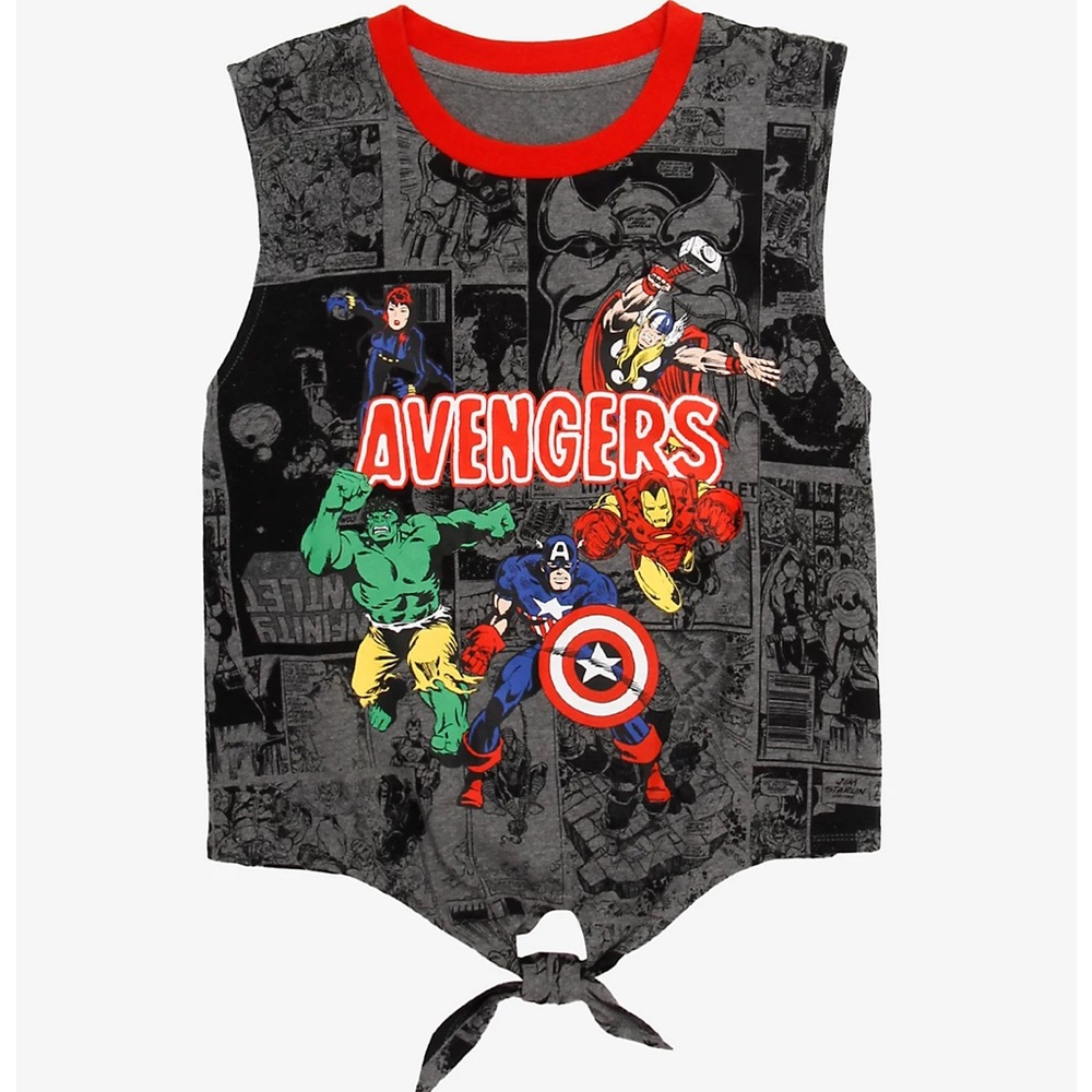 Marvel Avengers Comic Book Tie-Front Tank Top